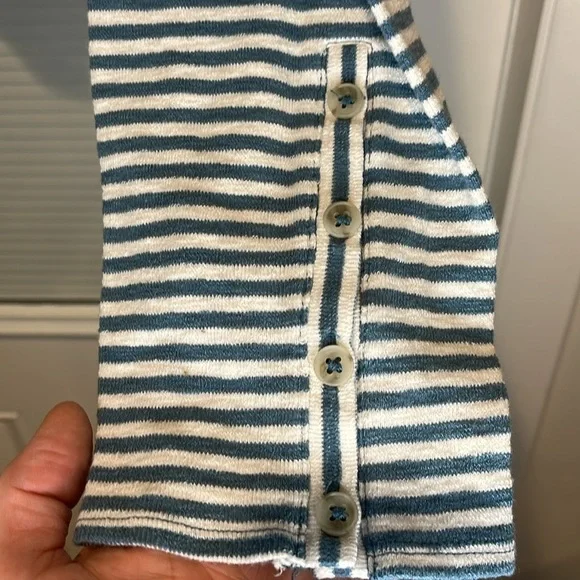 Madewell Ivory and Blue Striped Long Sleeve Shirt - Picture 5 of 8
